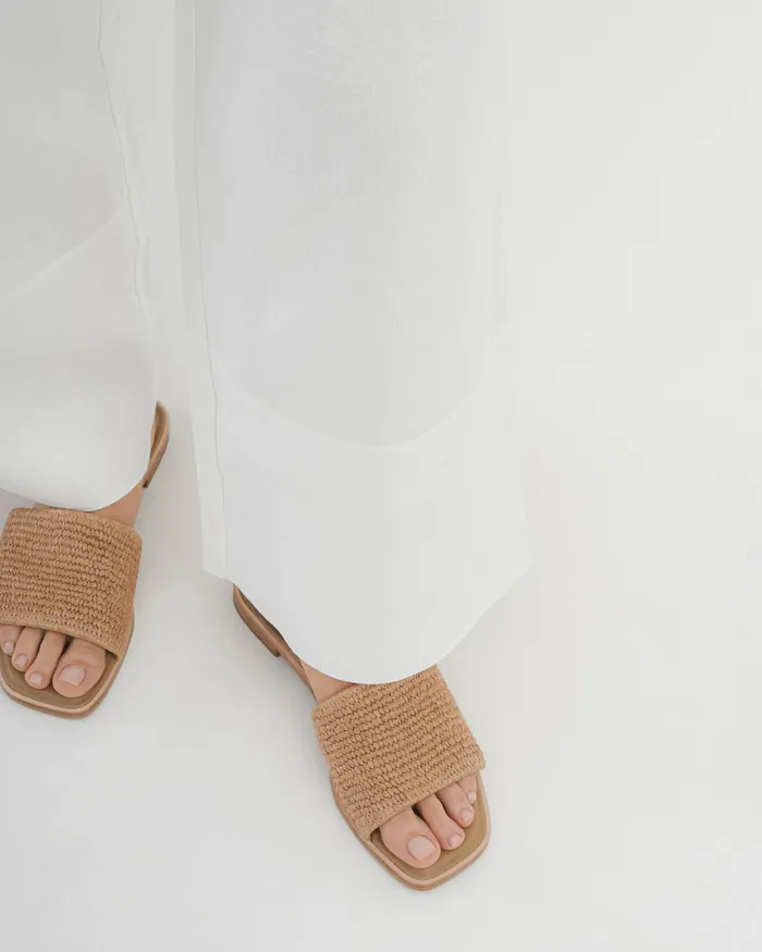 FLAT SANDALS Women Picasso flat slide tan raffia jomercer FLAT SANDALS Women Picasso flat slide tan raffia jomercer