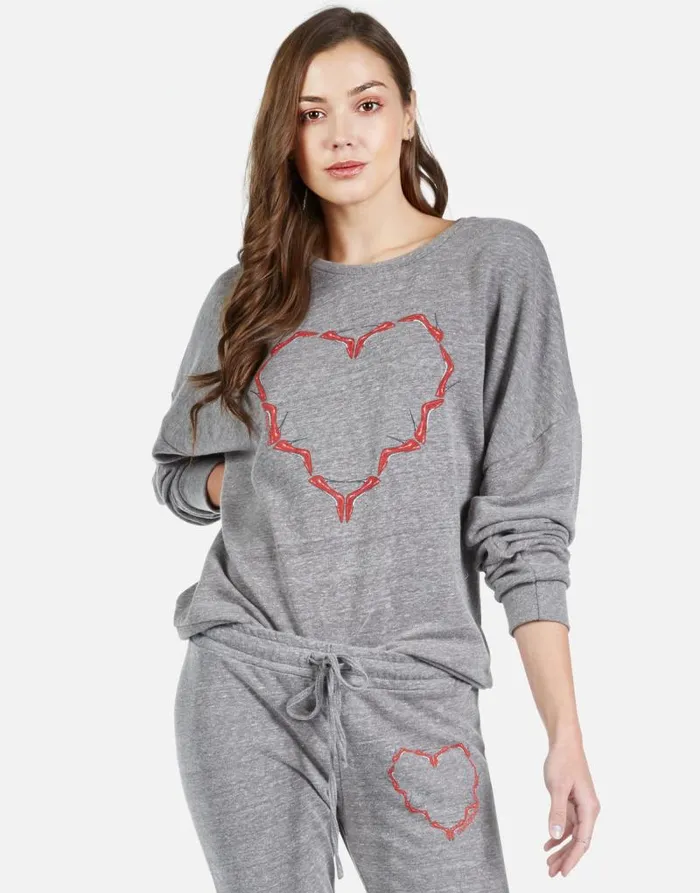 Flora High Heel Heart Heather Grey Women Lauren Moshi Long Sleeve