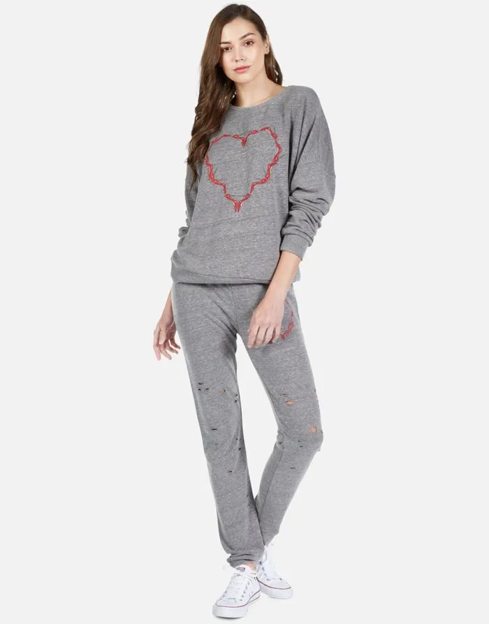 Flora High Heel Heart Heather Grey Women Lauren Moshi Long Sleeve