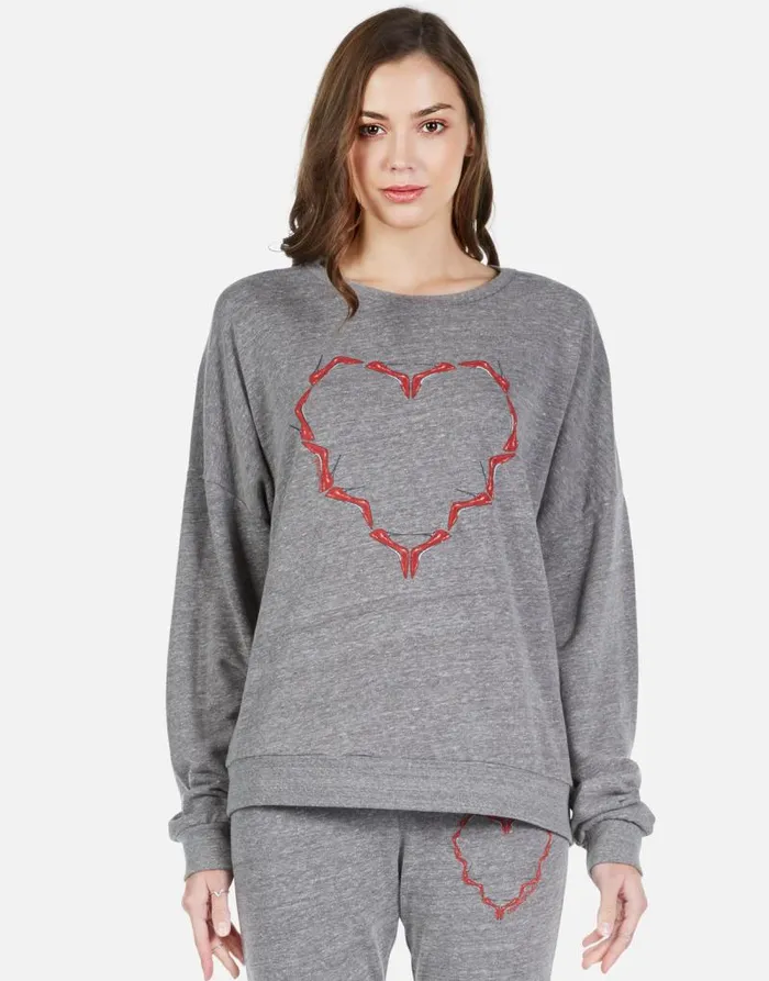Flora High Heel Heart Heather Grey Women Lauren Moshi Long Sleeve