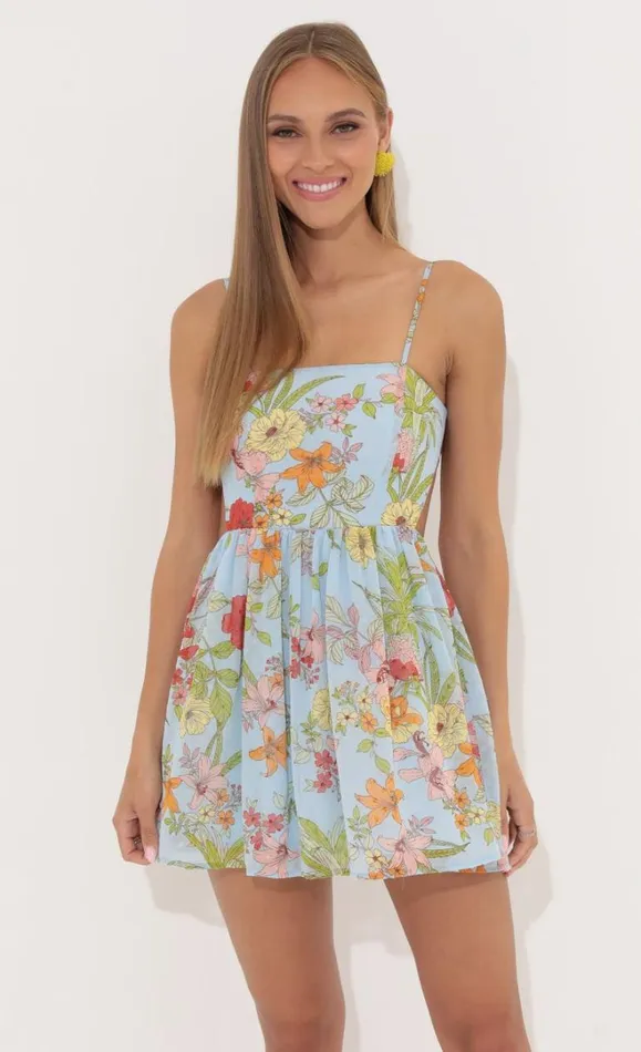 Floral Chiffon Aline Dress Blue Women LUCY IN THE SKY Mini Dresses Floral Chiffon Aline Dress Blue Women LUCY IN THE SKY Mini Dresses
