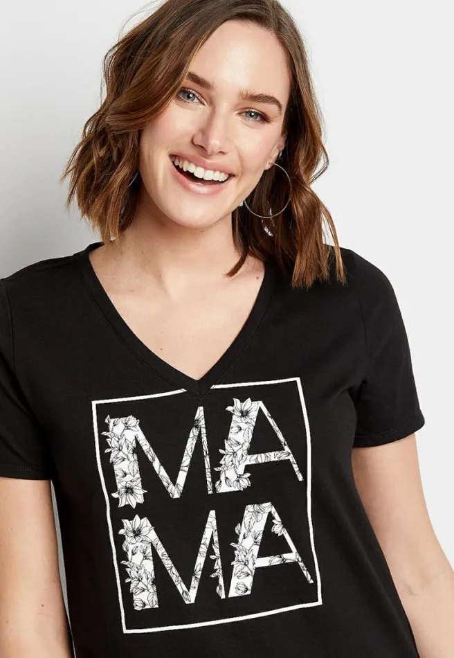 Floral Mama Grid Graphic Tee Women Maurices Tops