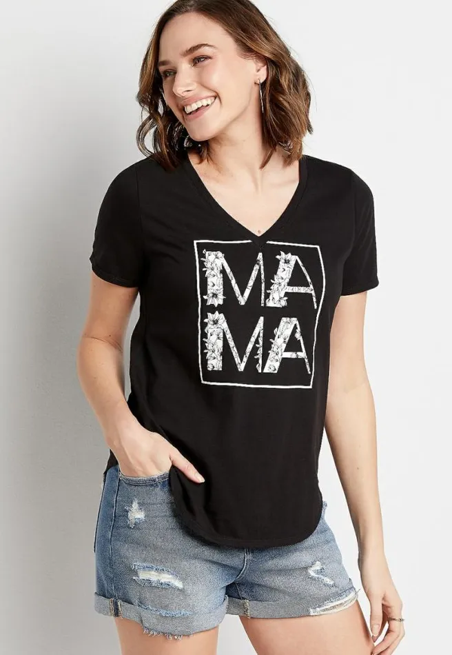 Floral Mama Grid Graphic Tee Women Maurices Tops