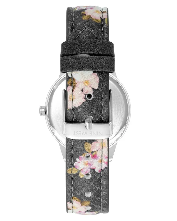 Floral Patterned Strap Watch Black Women Nine West Straps Floral Patterned Strap Watch Black Women Nine West Straps