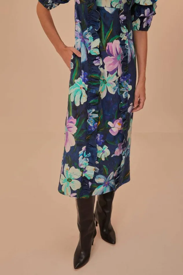 Floraline Ruffle Short Sleeve Midi Dress Women FARM Rio Midi Dresses
