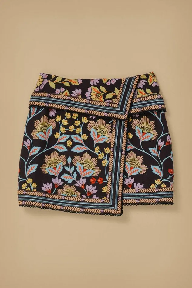 Flowery Black Mini Skirt Women FARM Rio Skirts