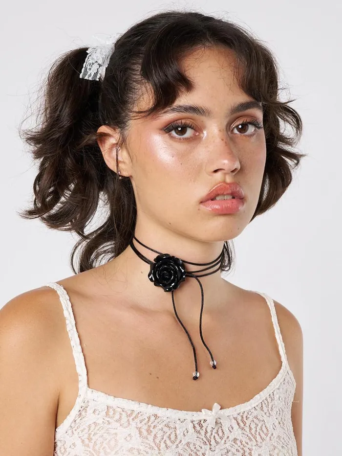 Forbidden Rose Black Choker Necklace Women Minga London Jewelry