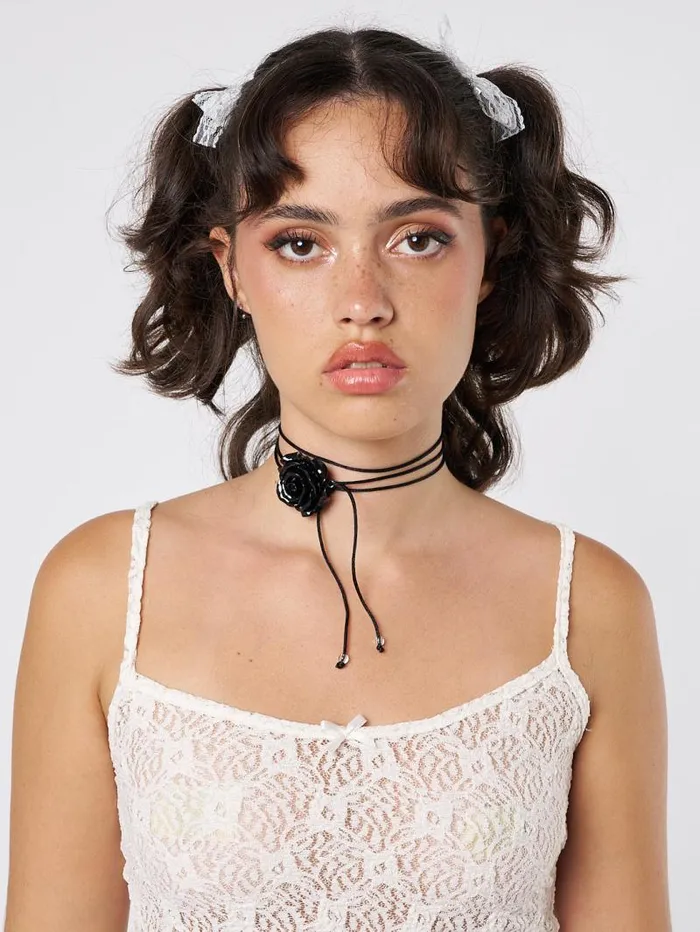 Forbidden Rose Black Choker Necklace Women Minga London Jewelry