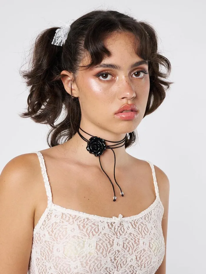 Forbidden Rose Black Choker Necklace Women Minga London Jewelry
