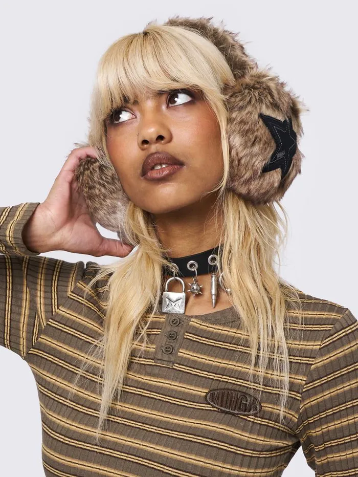 Fuzzy Star Earmuffs Women Minga London Hats and Hair Pieces