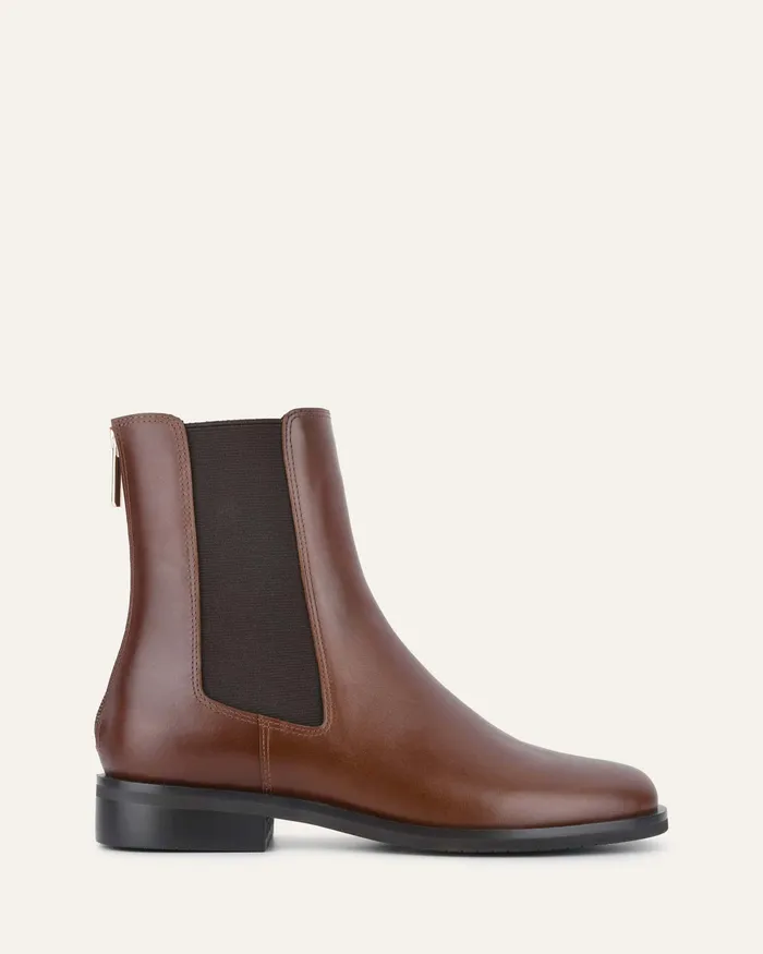 Gabe flat ankle boot dark chocolate leather FLAT BOOTS jomercer Women