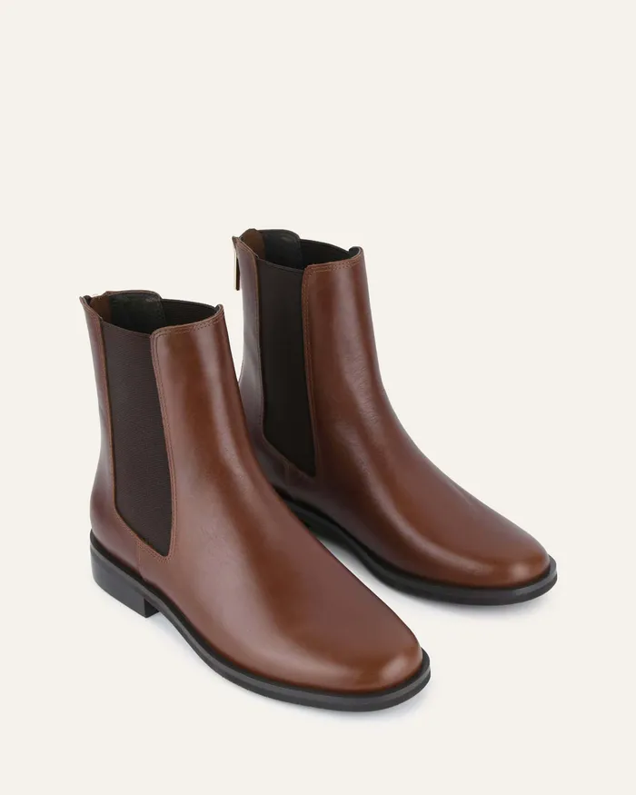 Gabe flat ankle boot dark chocolate leather FLAT BOOTS jomercer Women Gabe flat ankle boot dark chocolate leather FLAT BOOTS jomercer Women