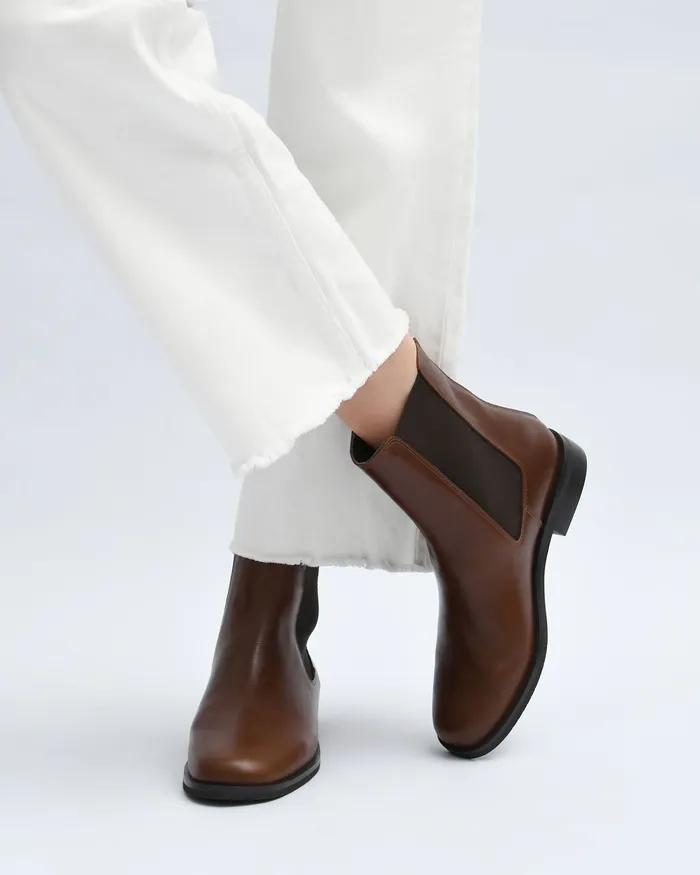 Gabe flat ankle boot dark chocolate leather FLAT BOOTS jomercer Women Gabe flat ankle boot dark chocolate leather FLAT BOOTS jomercer Women