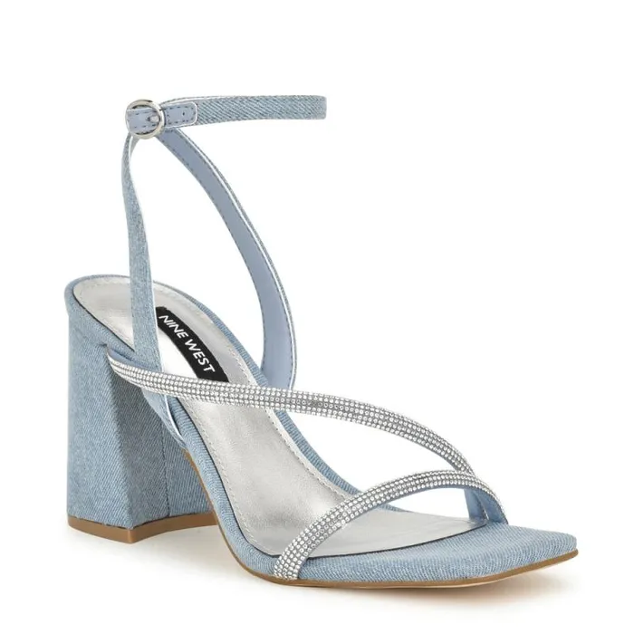 Gaden Ankle Strap Sandals Denim Women Nine West Sandals Gaden Ankle Strap Sandals Denim Women Nine West Sandals