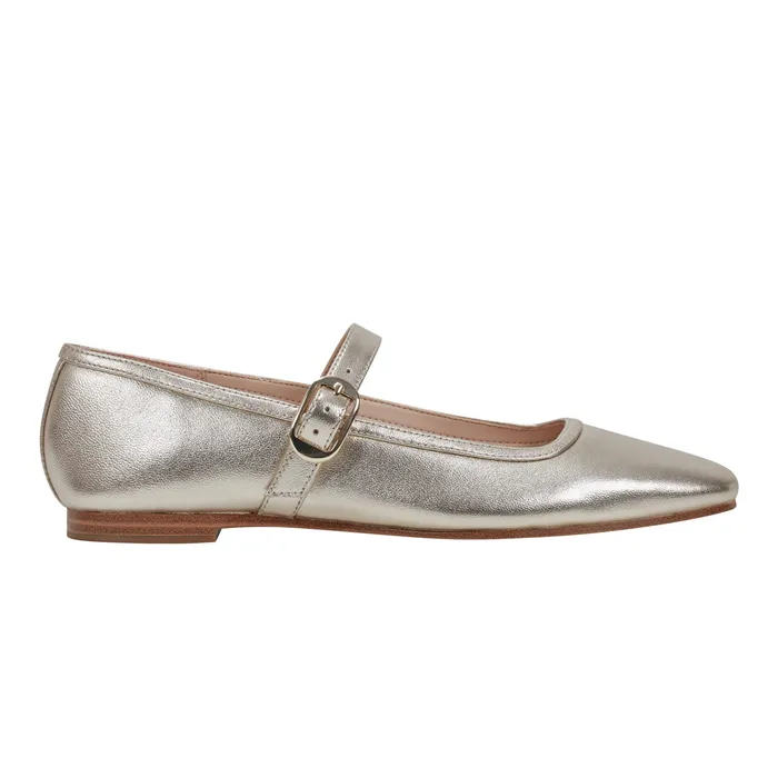 Garissa Mary Jane Ballet Flat Platino Leather Women Loafers and Flats Marc Fisher