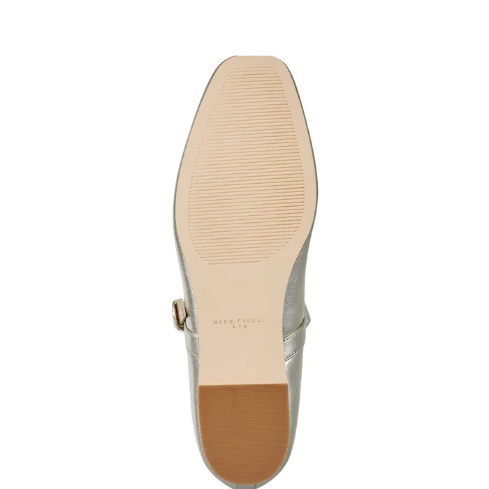Garissa Mary Jane Ballet Flat Platino Leather Women Loafers and Flats Marc Fisher