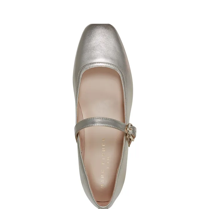 Garissa Mary Jane Ballet Flat Platino Leather Women Loafers and Flats Marc Fisher