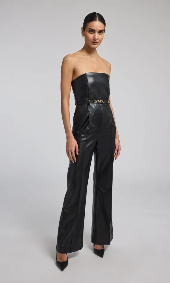 Generation Love Clothing Jumpsuits and Rompers Cristelle Vegan Leather Jumpsuit Black 8211 Women