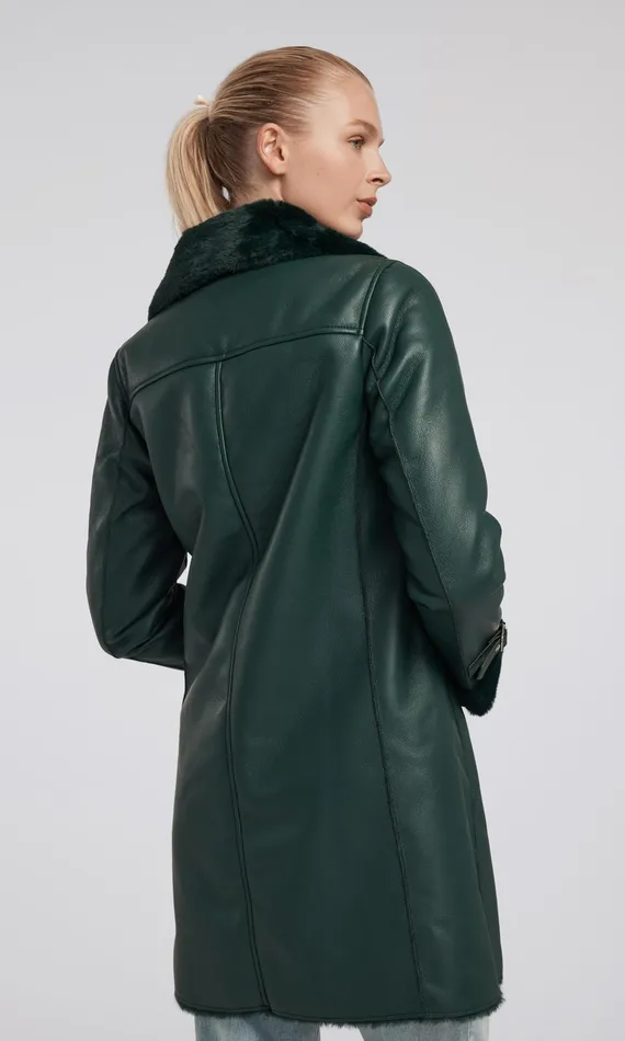Generation Love Clothing Outerwear Carla Vegan Leather And Faux Fur Combo Coat Forest 8211 Women