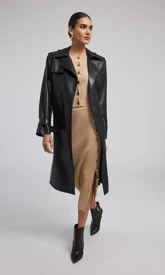 Generation Love Clothing Outerwear Danielle Vegan Leather Trench Coat Black 8211 Women
