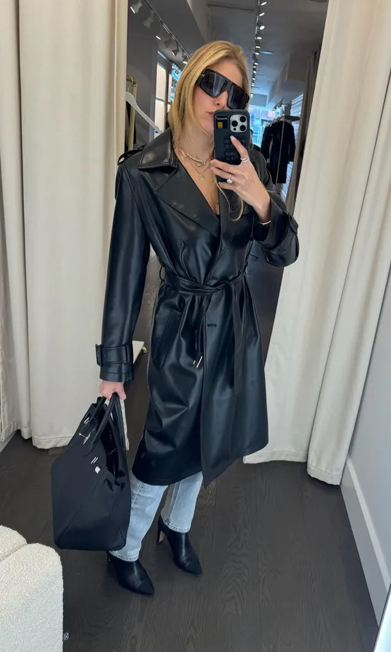 Generation Love Clothing Outerwear Danielle Vegan Leather Trench Coat Black 8211 Women