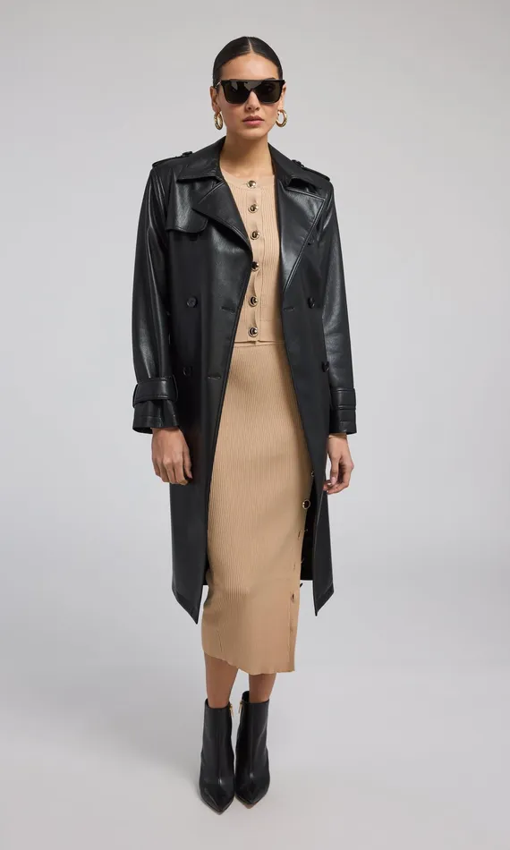 Generation Love Clothing Outerwear Danielle Vegan Leather Trench Coat Black 8211 Women