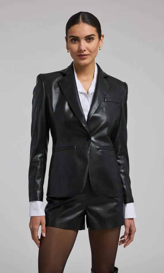 Generation Love Clothing Outerwear Zella Vegan Leather Blazer Black 8211 Women