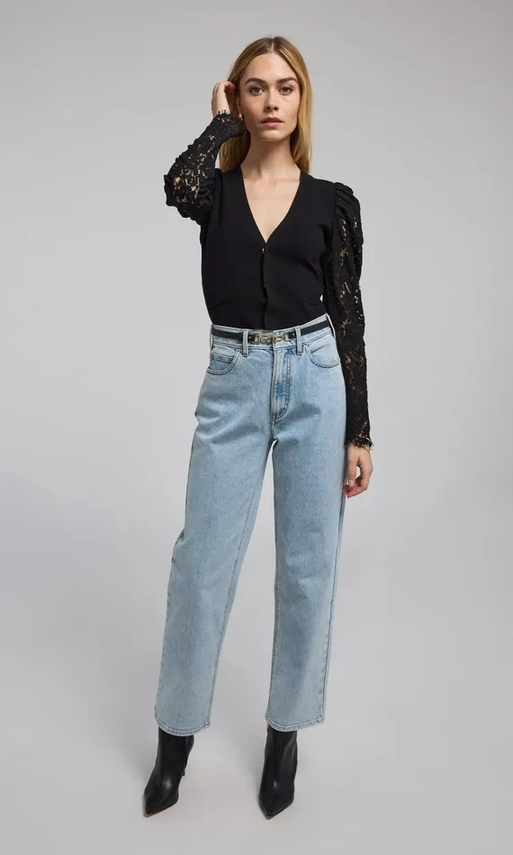 Generation Love Clothing Sweaters and Sweatshirts Kelsey Lace Combo Ribbed Cardigan Black 8211 Women