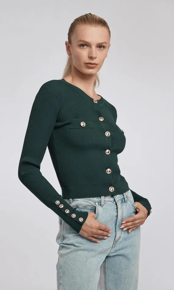 Generation Love Clothing Sweaters and Sweatshirts Pennie Rib Cardigan Hunter Green 8211 Women