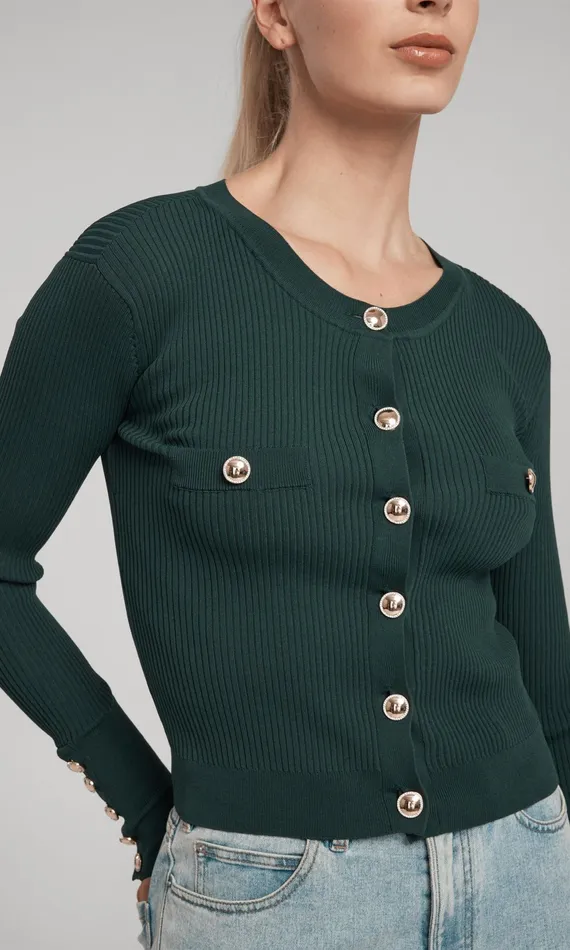 Generation Love Clothing Sweaters and Sweatshirts Pennie Rib Cardigan Hunter Green 8211 Women