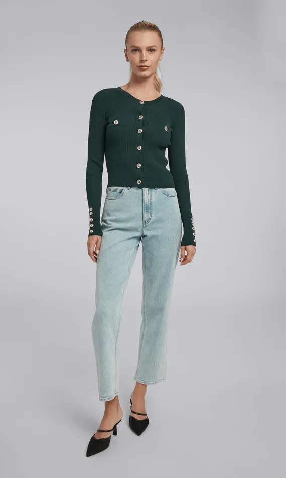 Generation Love Clothing Sweaters and Sweatshirts Pennie Rib Cardigan Hunter Green 8211 Women