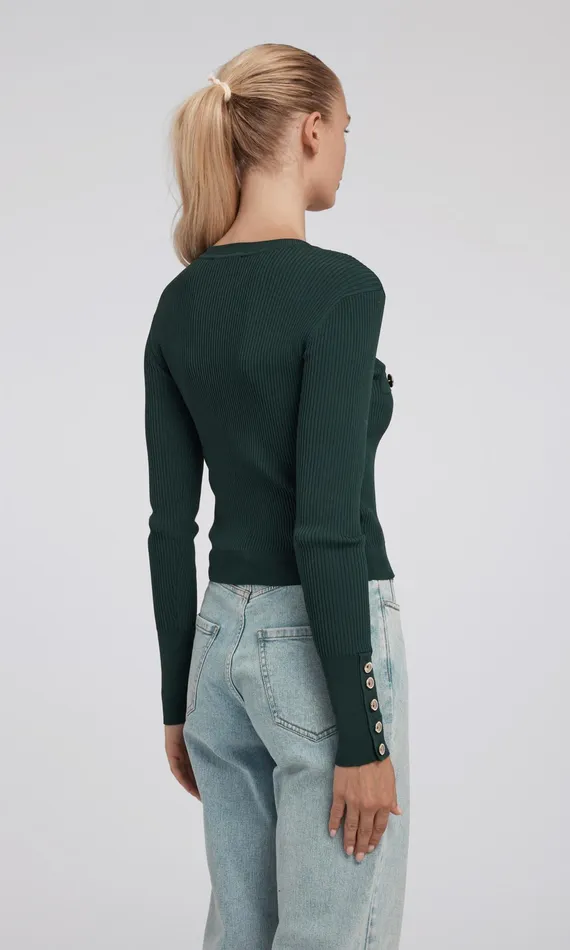 Generation Love Clothing Sweaters and Sweatshirts Pennie Rib Cardigan Hunter Green 8211 Women