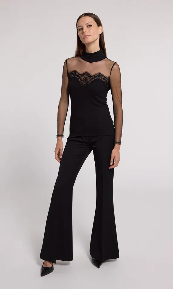 Generation Love Clothing Tops Brigitte Lace Combo Jersey Top Black 8211 Women
