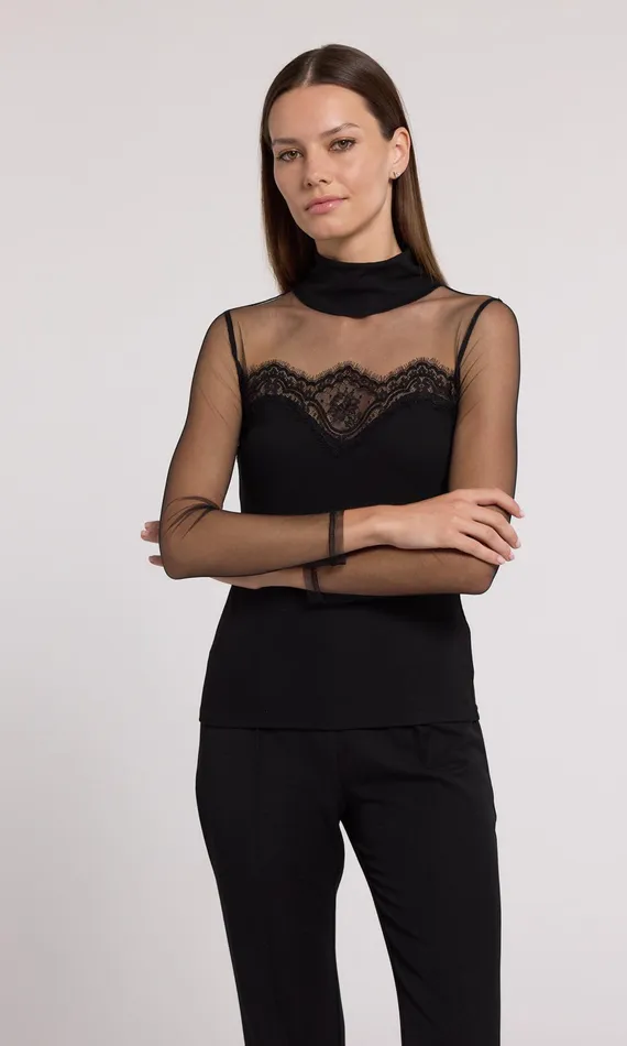 Generation Love Clothing Tops Brigitte Lace Combo Jersey Top Black 8211 Women