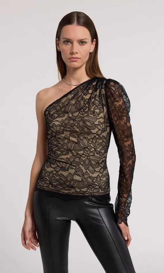 Generation Love Clothing Tops Vetta Lace Top Black Beige 8211 Women
