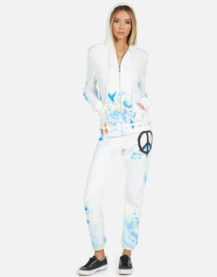 Gia Brush Peace White Women Lauren Moshi Long Sweatpants
