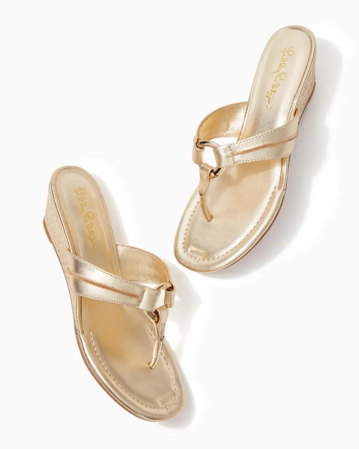 Gifts For Mom Home and GiftsWomen Lilly Pulitzer McKim Wedge Sandal Gold Metallic Gifts For Mom Home and GiftsWomen Lilly Pulitzer McKim Wedge Sandal Gold Metallic
