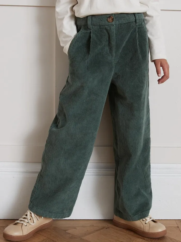 Girls Clothing Cyrillus Flared Velour Trousers Marine