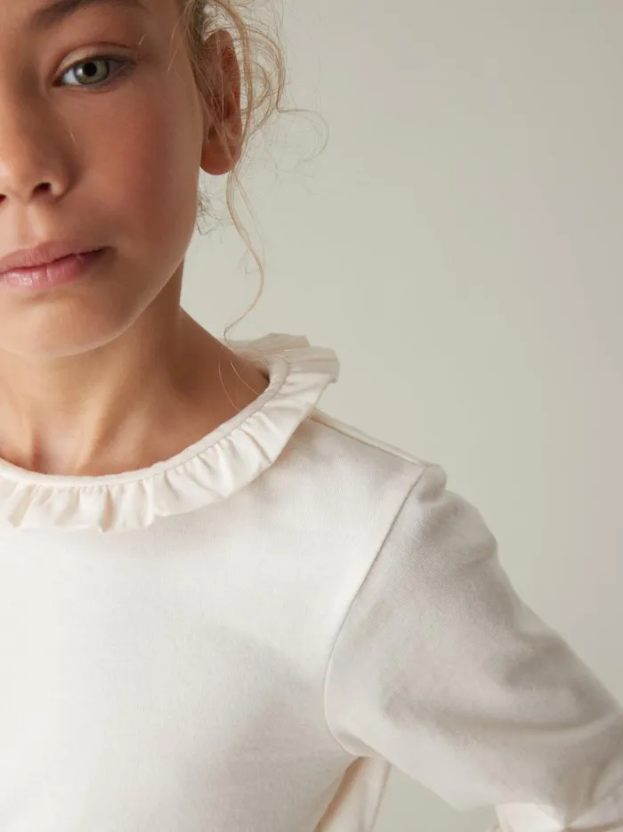 Girls Clothing Cyrillus Organic Cotton TShirt With High Neckline Ecru Girls Clothing Cyrillus Organic Cotton TShirt With High Neckline Ecru