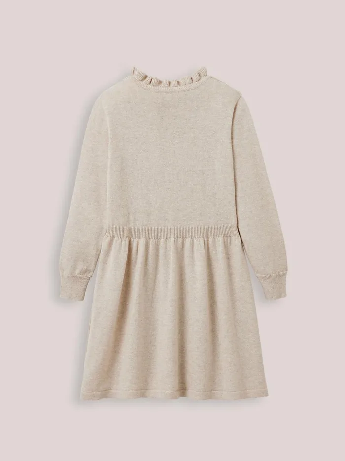 Girls Clothing Cyrillus Pointelle Sweater Dress Beige Chine Girls Clothing Cyrillus Pointelle Sweater Dress Beige Chine