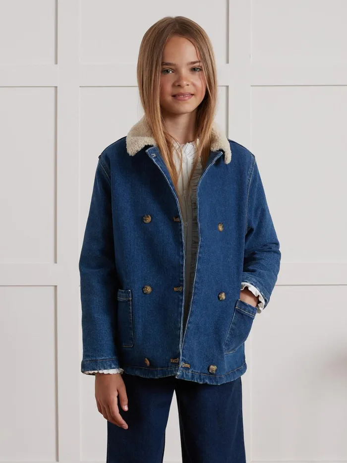 Girls Clothing Cyrillus SherpaLined Jeans Jacket Denim Stone