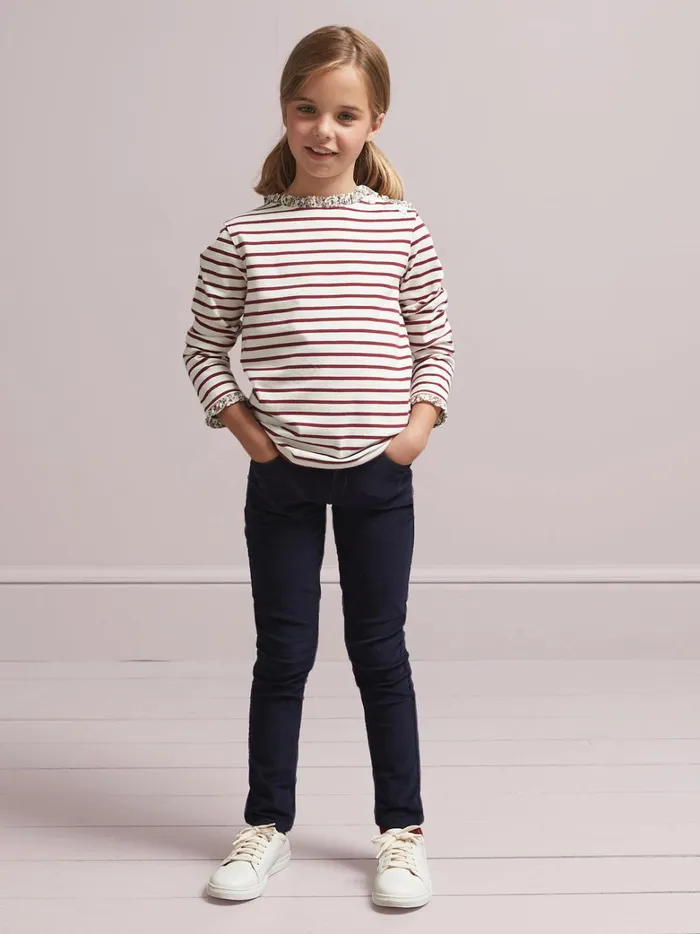 Girls Clothing Cyrillus SlimFit Velour Trousers Marine