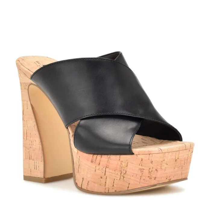 Girlz Platform Sandals Black Natural Women Nine West Heels Girlz Platform Sandals Black Natural Women Nine West Heels