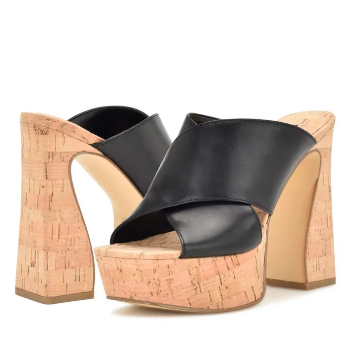 Girlz Platform Sandals Black Natural Women Nine West Heels Girlz Platform Sandals Black Natural Women Nine West Heels
