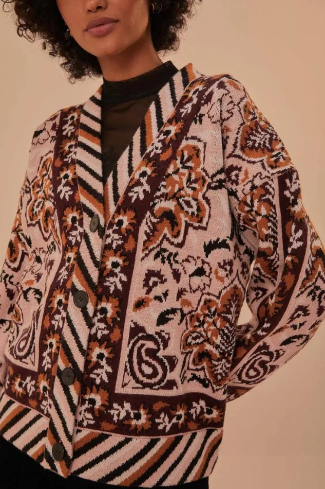 Glam Tapestry Knit Cardigan Women FARM Rio Cardigans