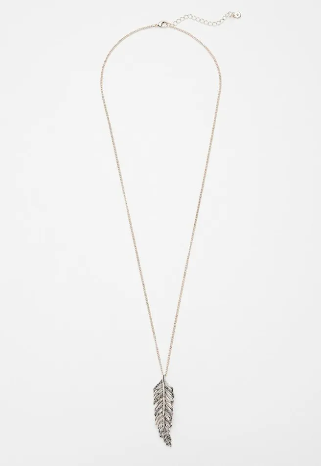 Gold Hinged Feather Pendant Necklace Women Maurices Jewelry
