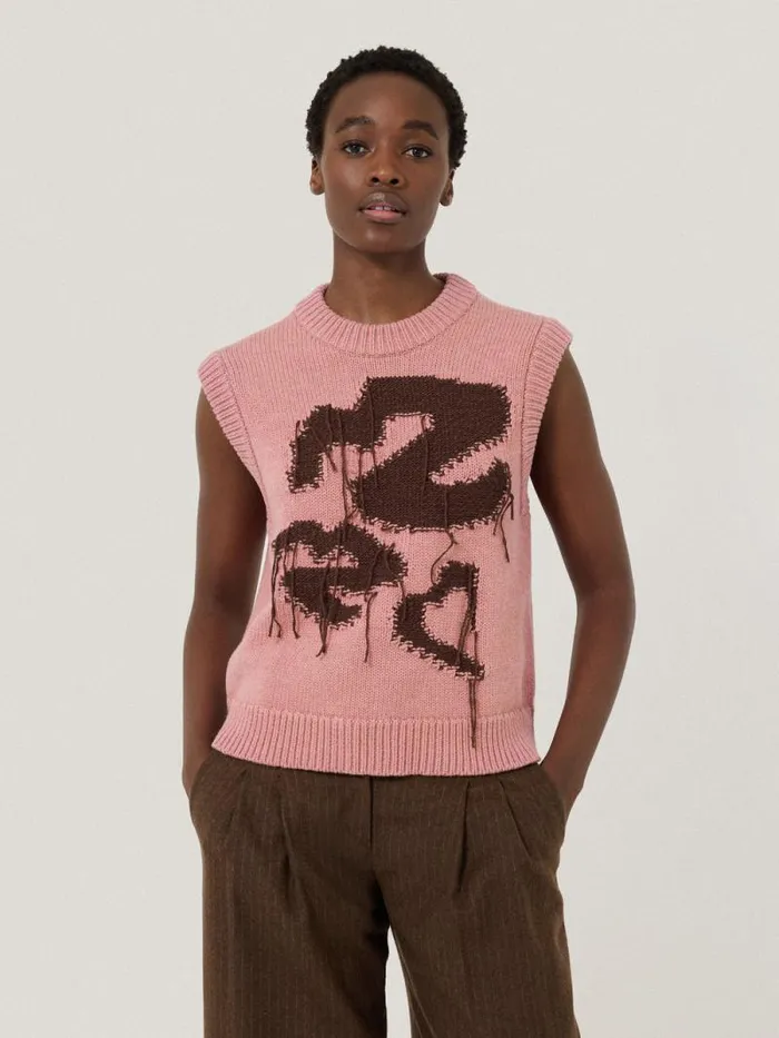 Graffiti Lips Tank Pink Women Jigsaw Shirts and Tops
