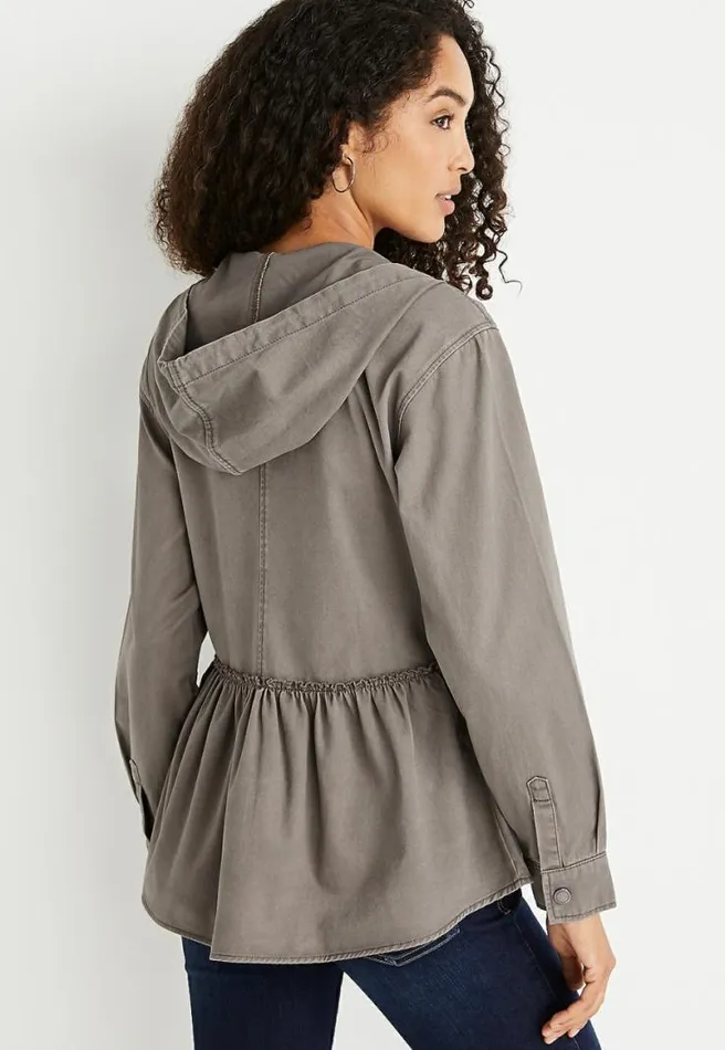 Green Babydoll Hooded Jacket Women Maurices Tops
