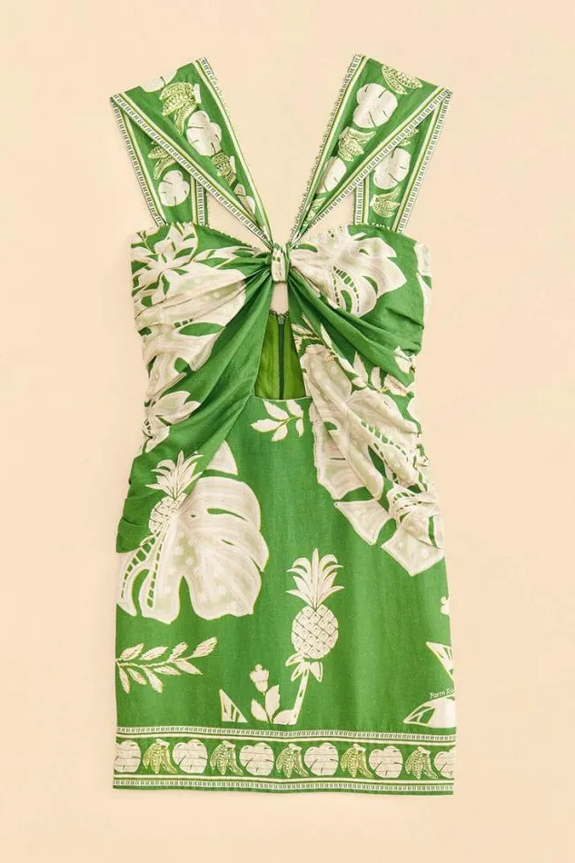 Green Lace Monsteras Mini Dress Women FARM Rio Mini Dresses