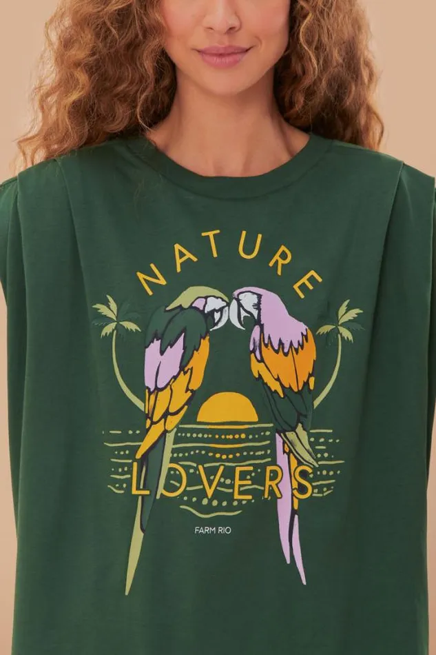 Green Nature Lovers Pleat Organic Cotton TShirt Women FARM Rio Tshirts